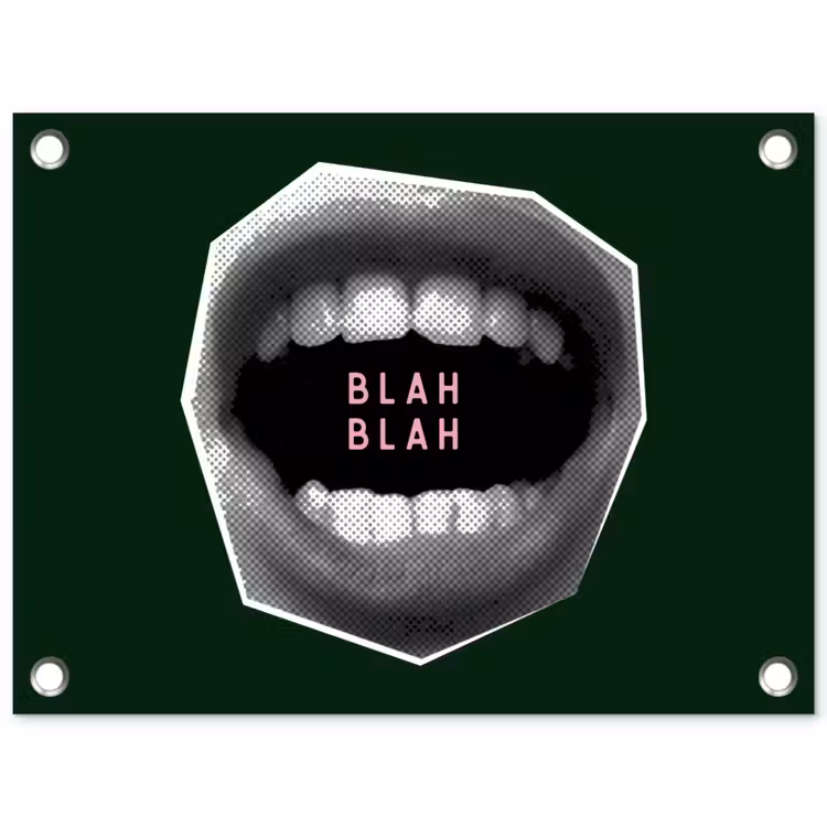 Tuinposter - Mond - Groen - Illustratie - BLAH BLAH — 1
