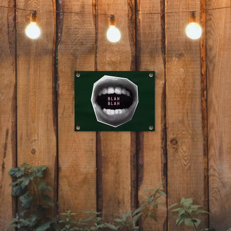 Tuinposter - Mond - Groen - Illustratie - BLAH BLAH — 2