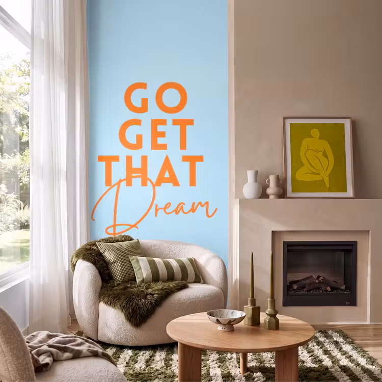 Behang - Blauw - Oranje - Tekst — 1