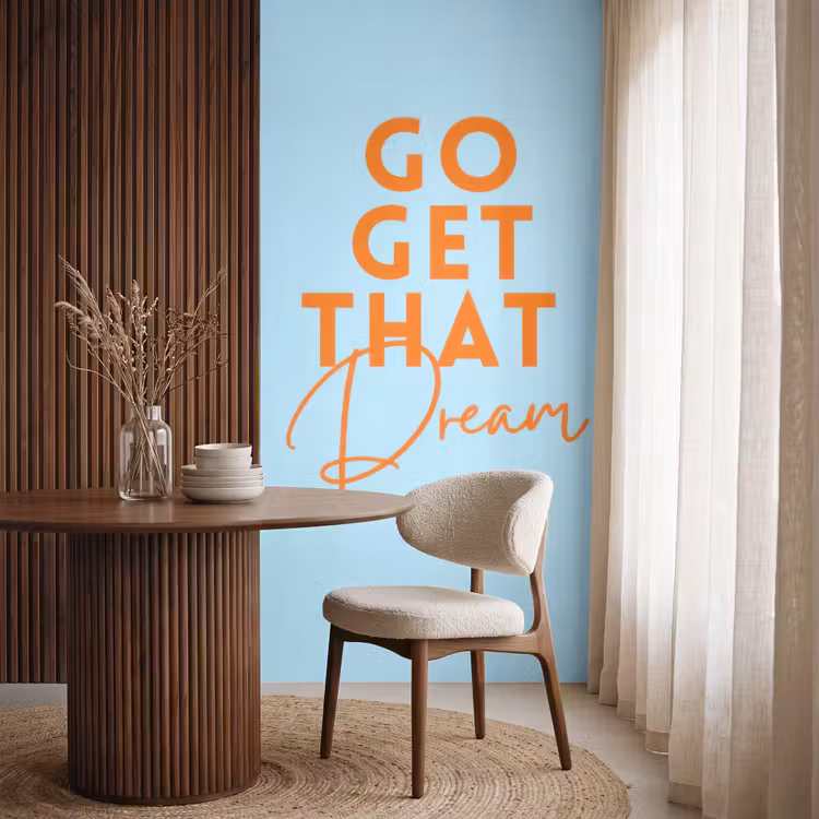Behang - Blauw - Oranje - Tekst — 4