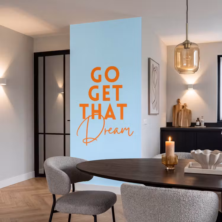 Behang - Blauw - Oranje - Tekst — 5