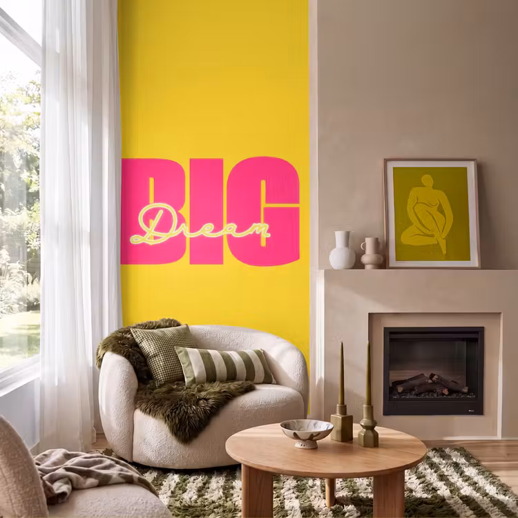 Behang - Dream big - Geel - Roze — 1