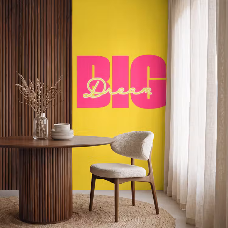 Behang - Dream big - Geel - Roze — 4