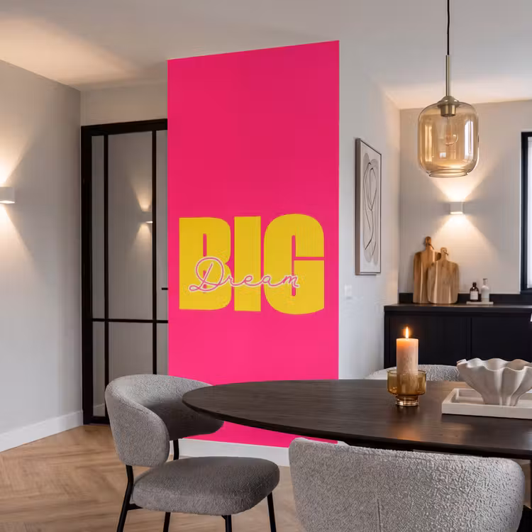 Behang - Dream big - Roze - Geel - Minimalistisch — 5