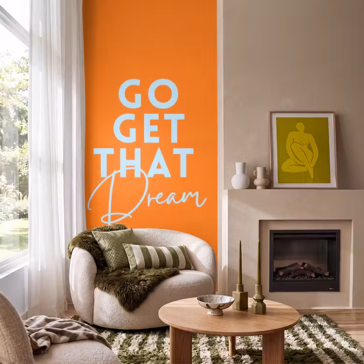 Behang - Oranje - Blauw - Go get that dream — 1