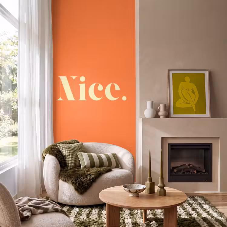 Behang - Oranje - Gebroken wit - Nice — 1