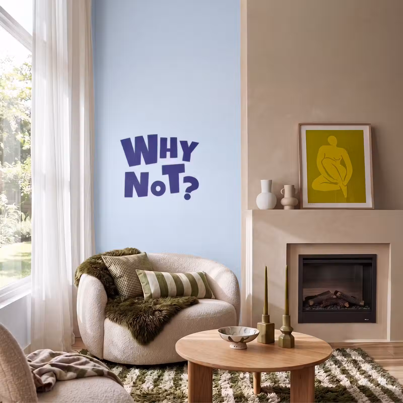 Behang - Why not - Blauw - Licht blauw - Quote — 1