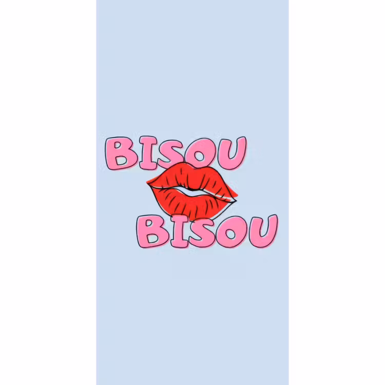 Behang - Bisou - Blauw - Roze - Lippen — 2