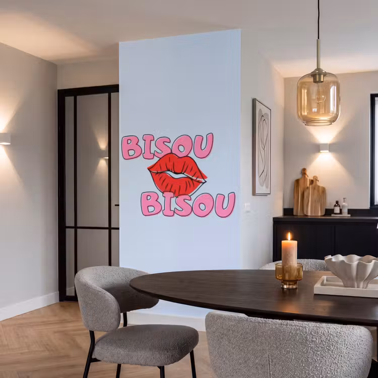 Behang - Bisou - Blauw - Roze - Lippen — 5
