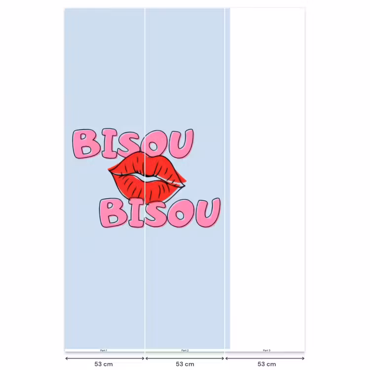 Behang - Bisou - Blauw - Roze - Lippen — 6