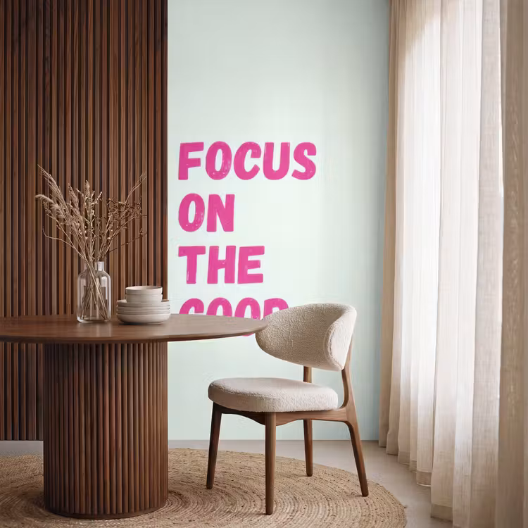 Behang - Focus on the good - Beige - Roze — 4