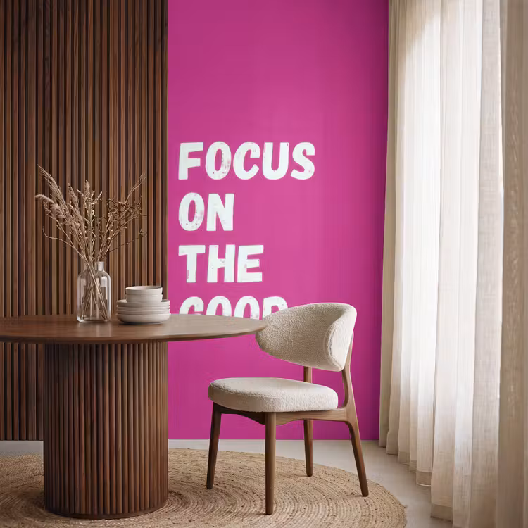 Behang - Focus on the good - Roze - Simple — 4