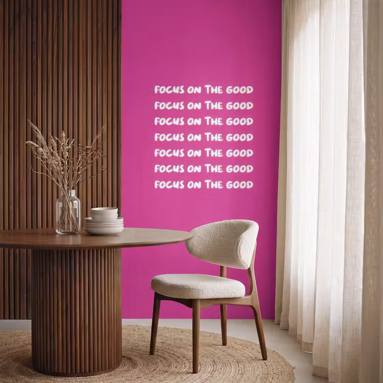 Behang - Focus on the good - Roze - wit — 4