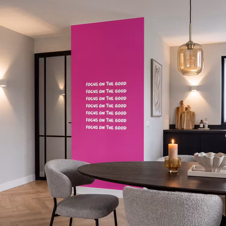 Behang - Focus on the good - Roze - wit — 5