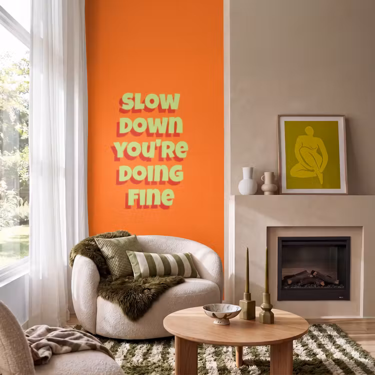 Behang - Slow down you're doing fine - Oranje - Simple — 1