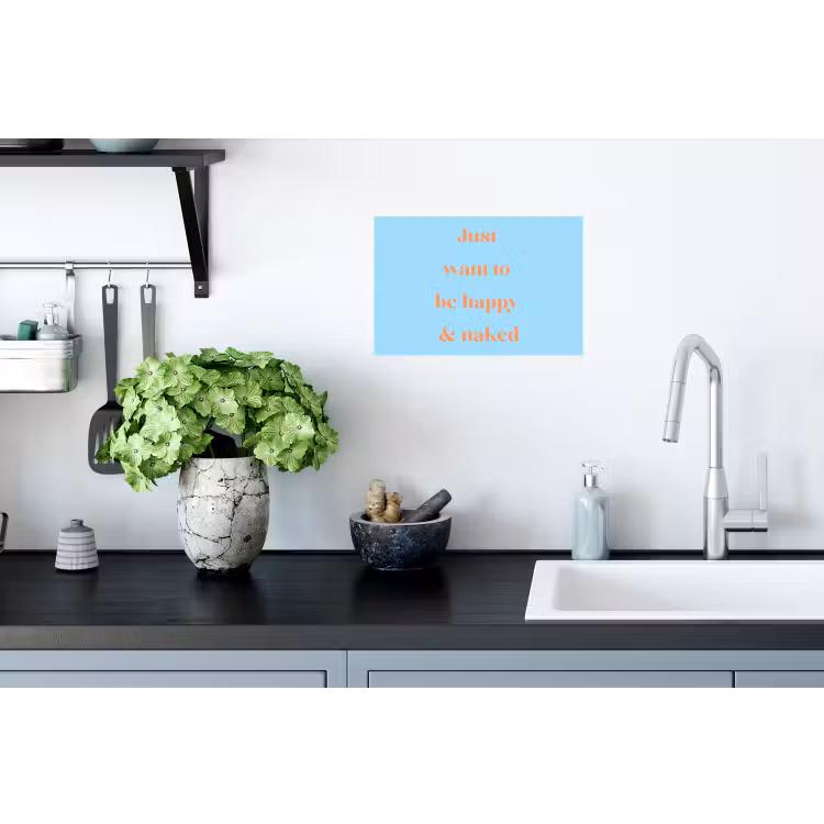 Muursticker - Blauw - Oranje - Just want to be happy & naked — 2