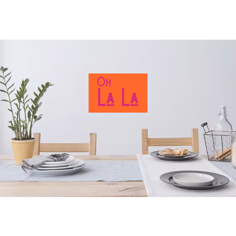 Muursticker - Oh la la - Oranje - Roze - Scheeflettertype — 3