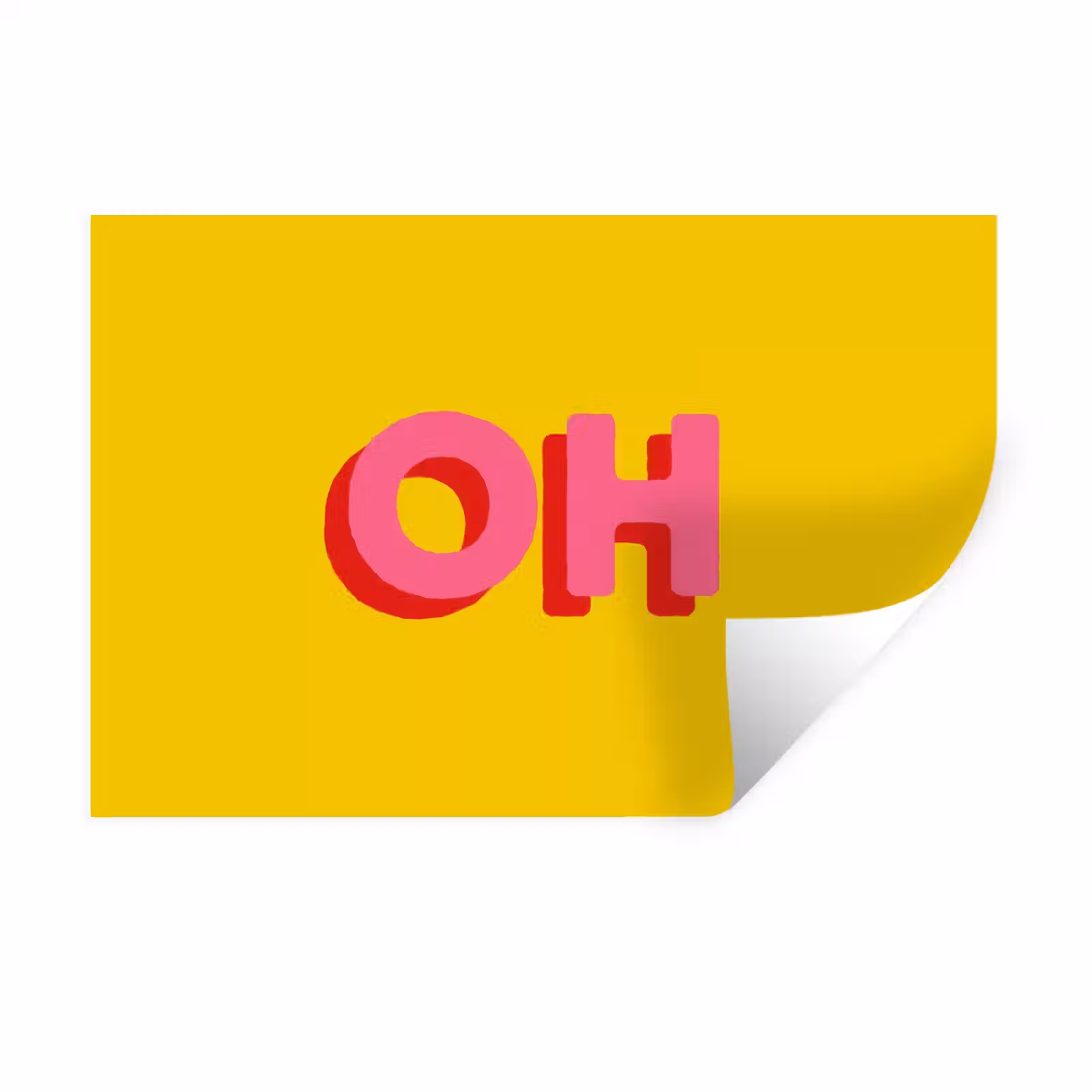 Muursticker - Geel - Roze - Oh - 3D — 1