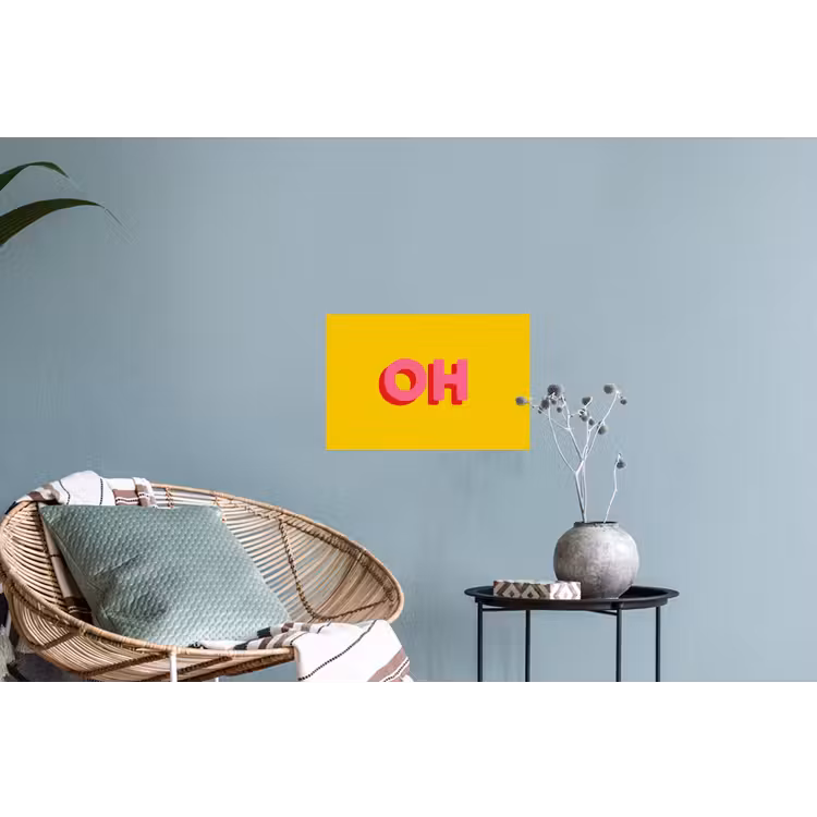 Muursticker - Geel - Roze - Oh - 3D — 4