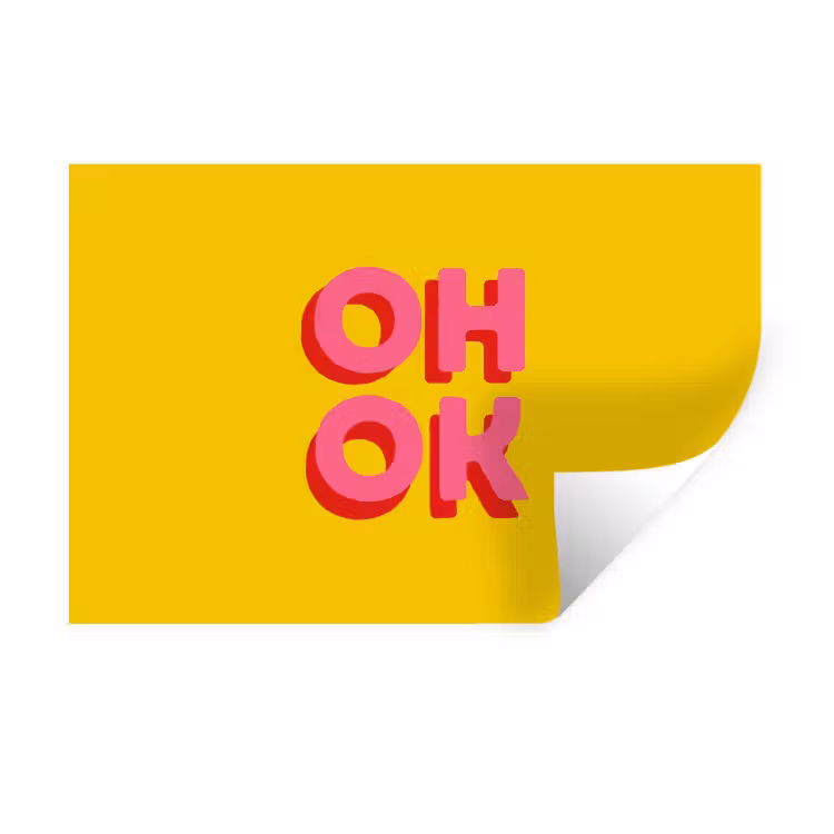 Muursticker - Oh ok - 3D - Geel - Roze — 1