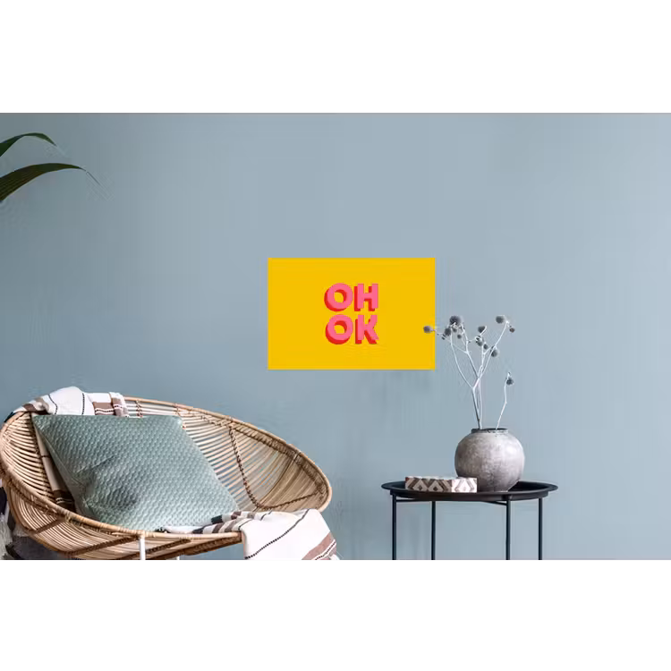 Muursticker - Oh ok - 3D - Geel - Roze — 4