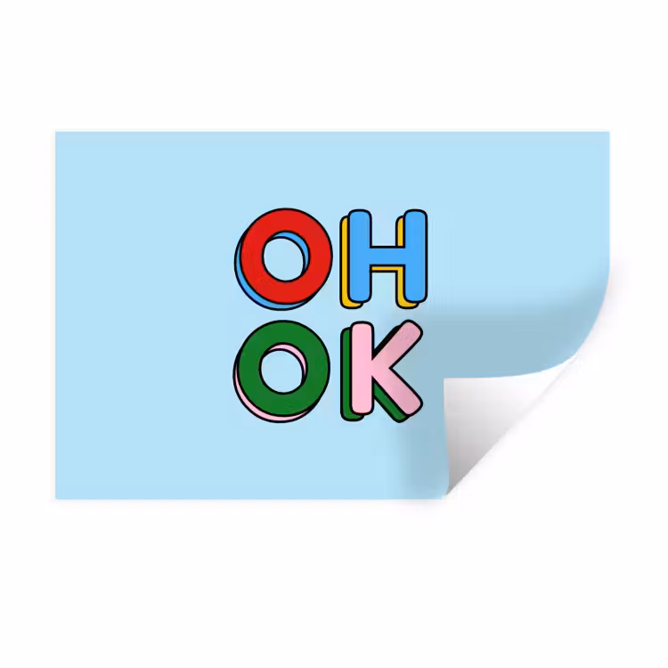 Muursticker - Oh ok - Blauw - Kleurrijk — 1
