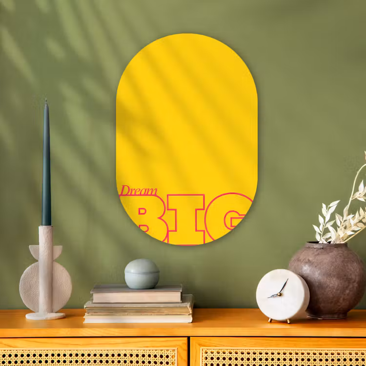 Muurovaal - Kunststof - Dream big - Geel - Grafisch — 2
