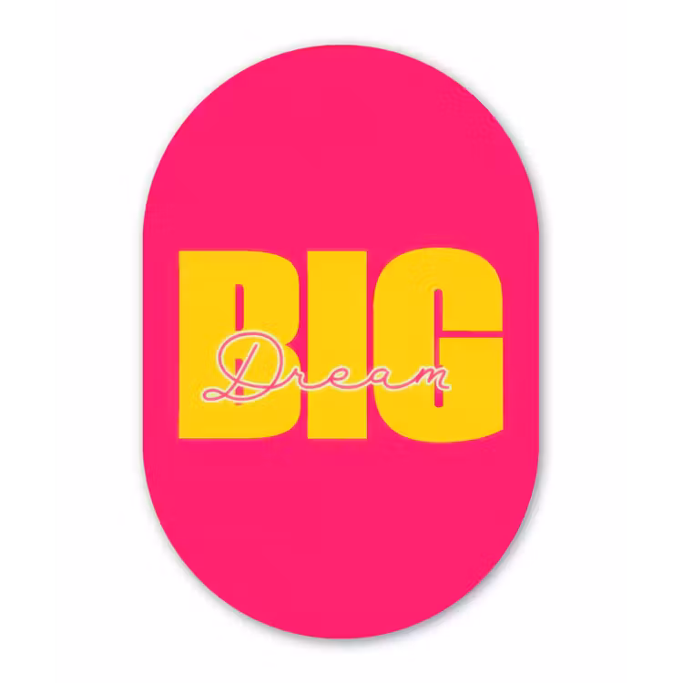 Muurovaal - Kunststof - Dream big - Roze - Geel - Minimalistisch — 3