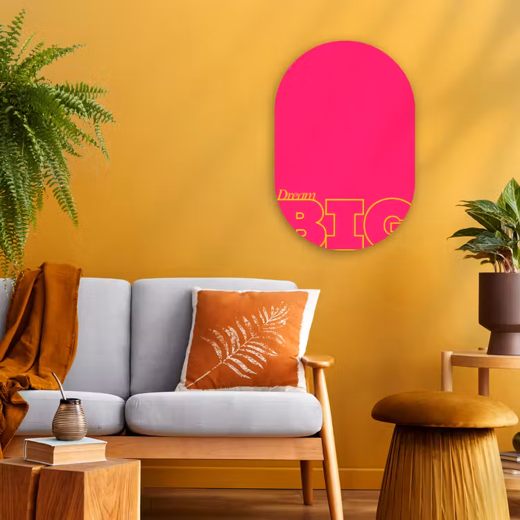 Muurovaal - Kunststof - Minimalistisch - Roze - Dream big - Grafisch — 1