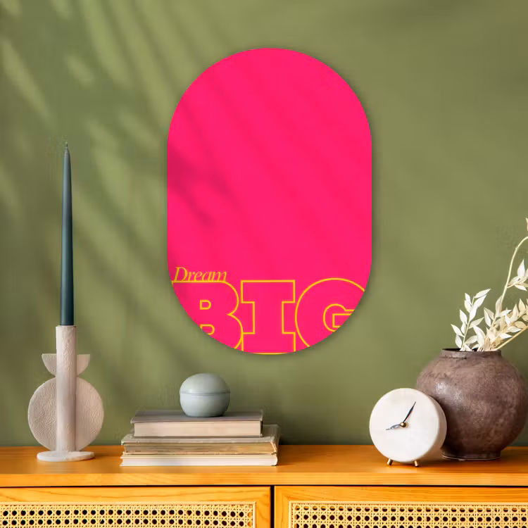 Muurovaal - Kunststof - Minimalistisch - Roze - Dream big - Grafisch — 3