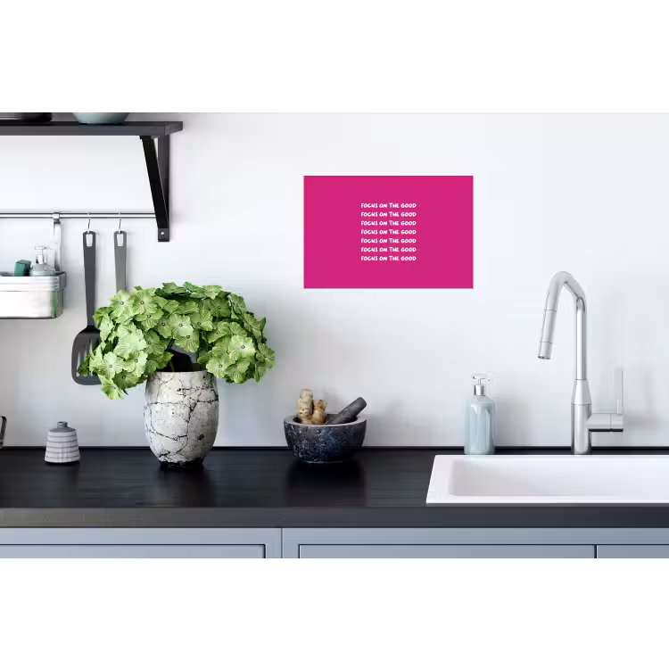 Muursticker - Focus on the good - Roze - wit — 2