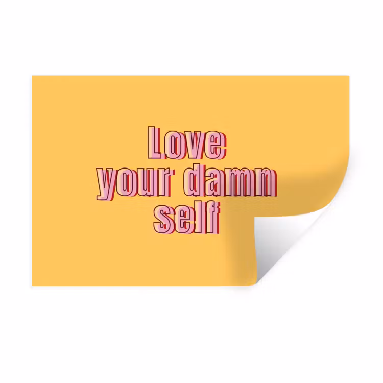Muursticker - Love yourself - Roze - Geel — 1