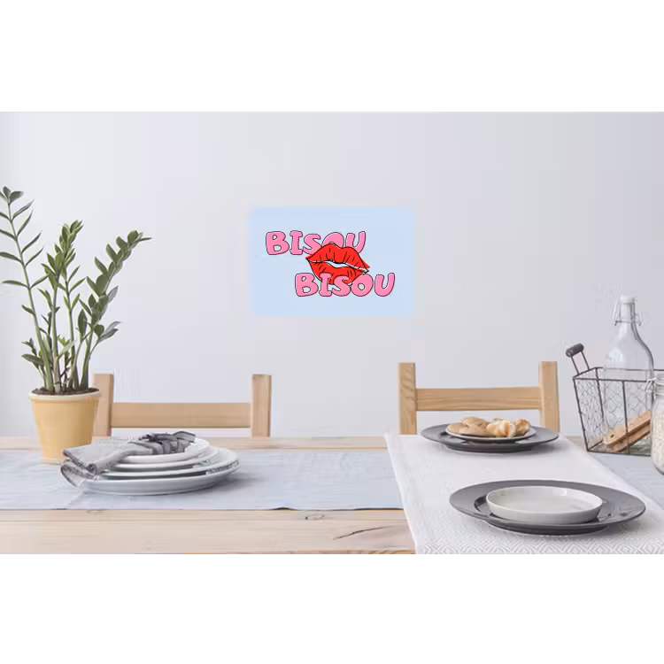 Muursticker - Bisou - Blauw - Roze - Lippen — 3