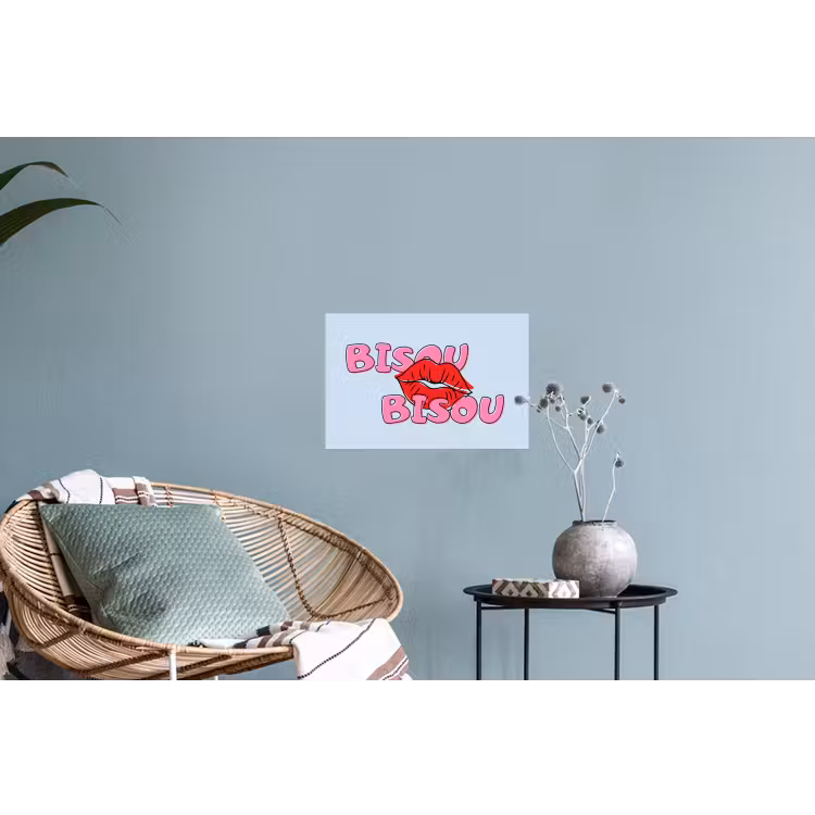 Muursticker - Bisou - Blauw - Roze - Lippen — 4
