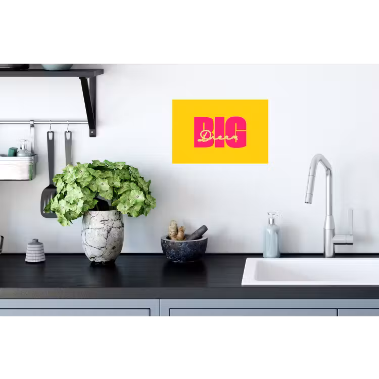Muursticker - Dream big - Geel - Roze — 2