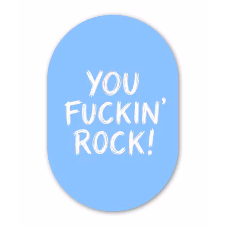 Muurovaal - Kunststof - Blauw - Wit - You fuckin rock — 3