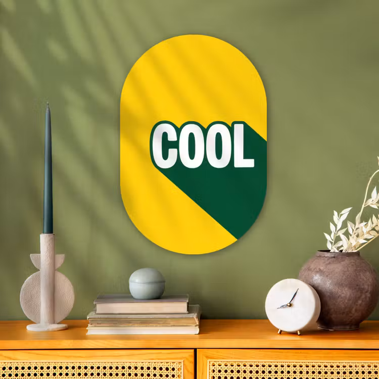 Muurovaal - Kunststof - Cool - Geel - Groen — 1