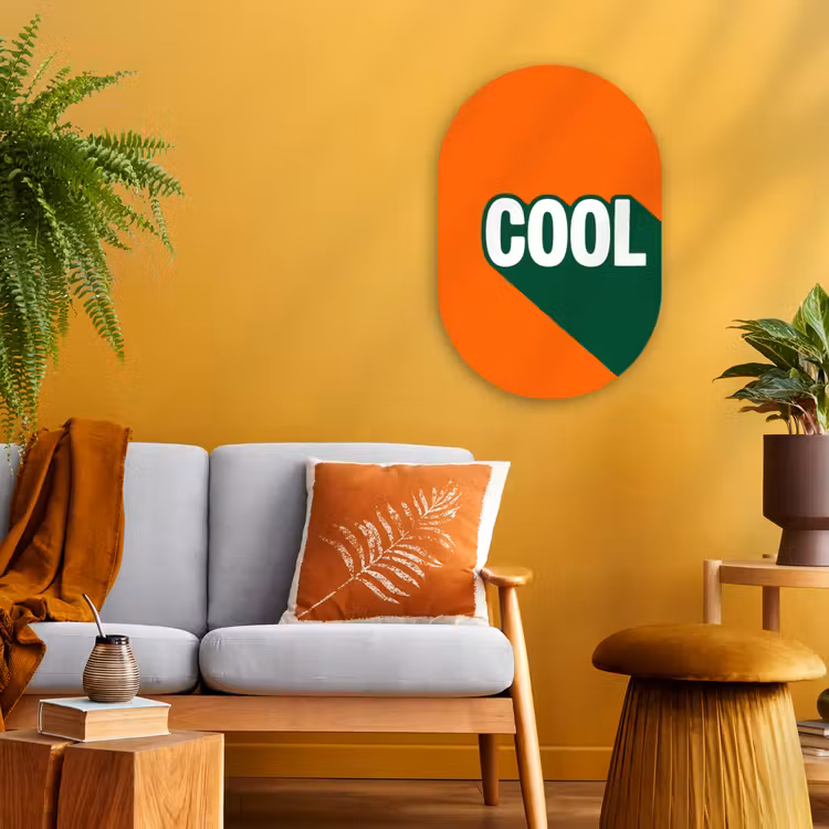 Muurovaal - Kunststof - Cool - Oranje - Groen — 1