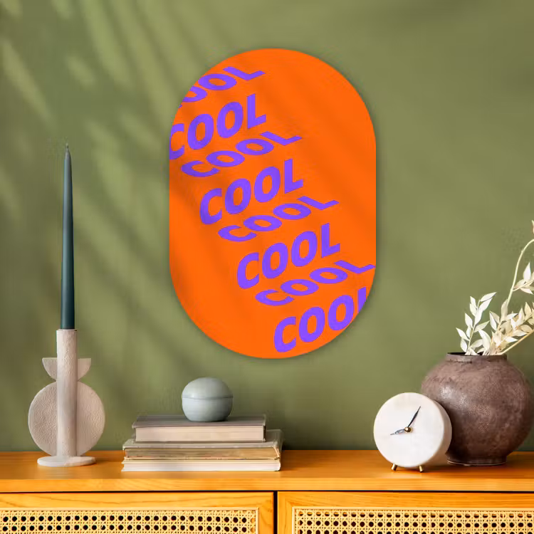 Muurovaal - Kunststof - Cool - Paars - Oranje — 2