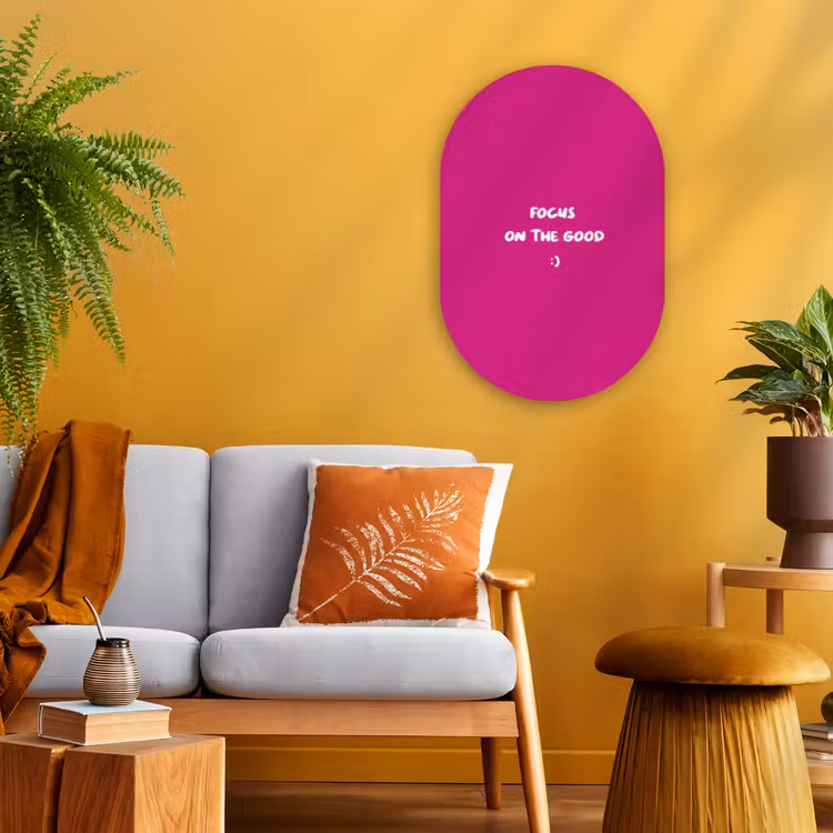 Muurovaal - Kunststof - Focus - Smiley - Roze — 2