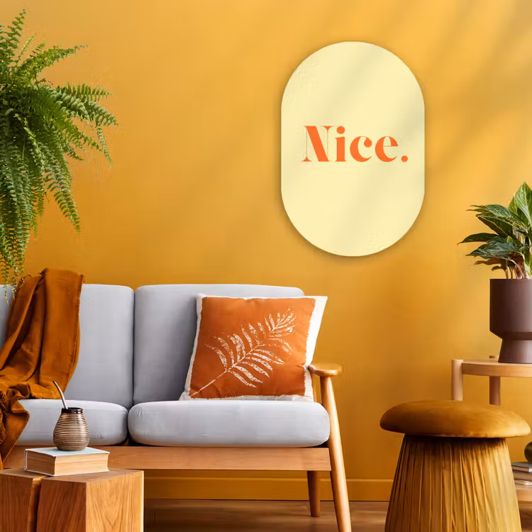 Muurovaal - Kunststof - Nice - Oranje - Geel - Minimalistisch — 1
