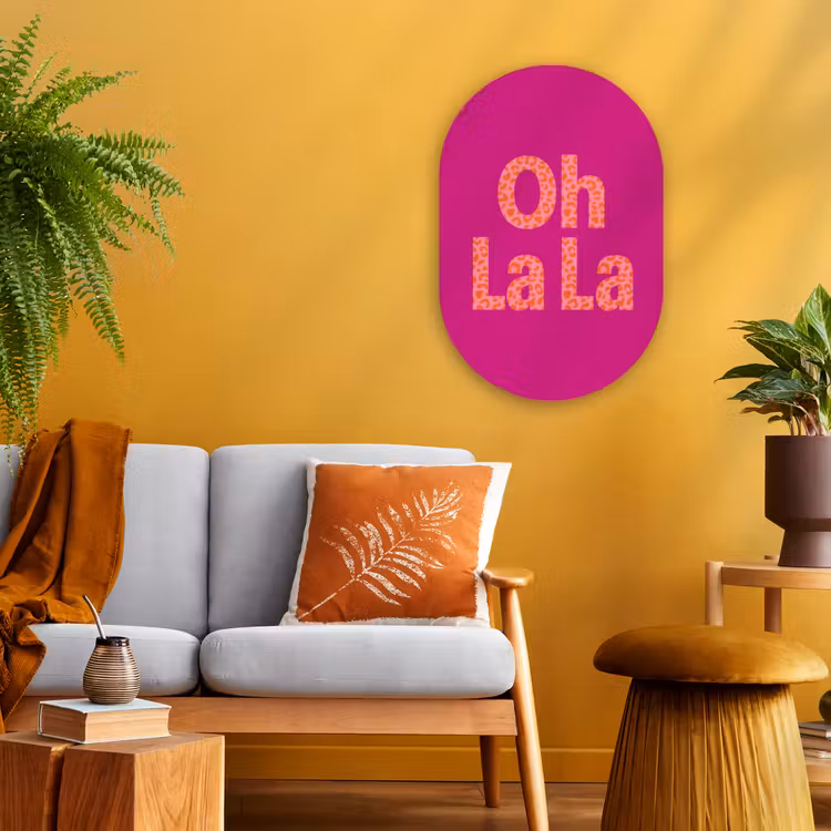 Muurovaal - Kunststof - Oh la la - Luipaardprint - Roze — 1
