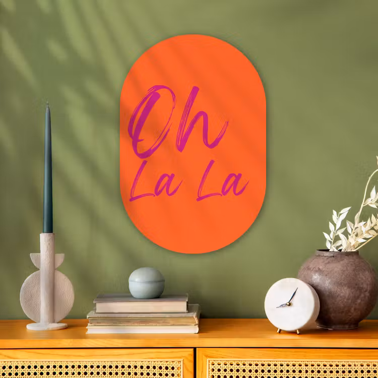 Muurovaal - Kunststof - Oh la la - Oranje - Roze - Grafisch — 2