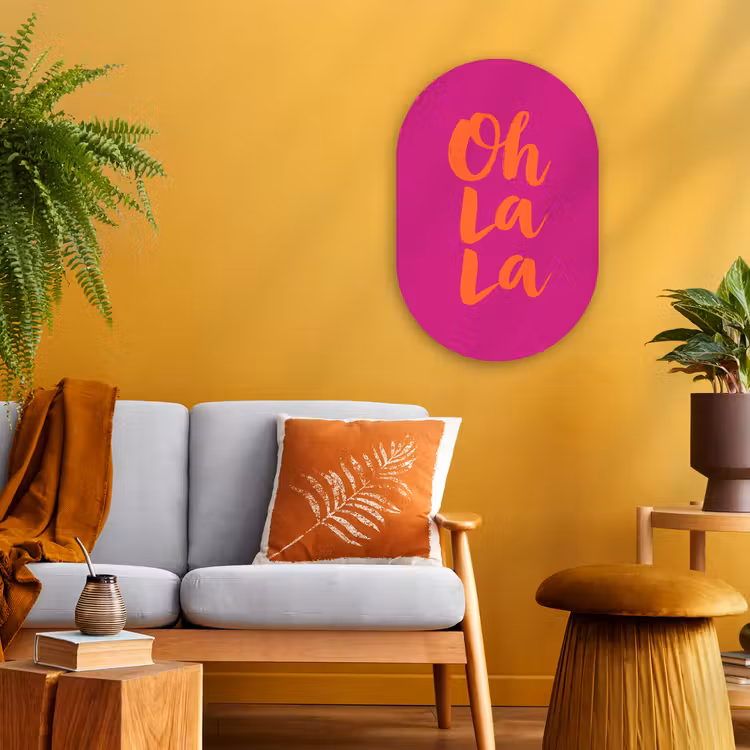 Muurovaal - Kunststof - Oh la la - Roze - Oranje - Minimalistisch — 2