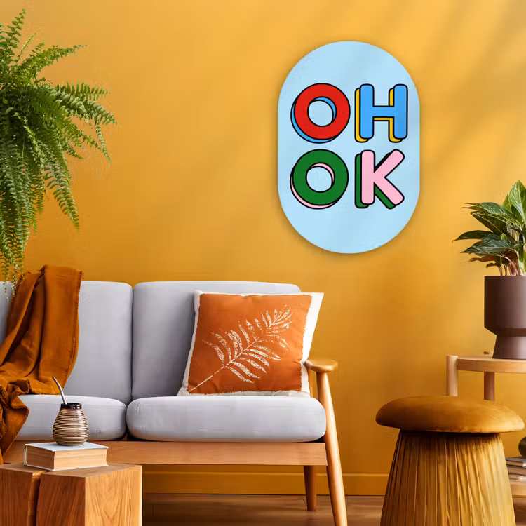 Muurovaal - Kunststof - Oh ok - Blauw - Kleurrijk — 1