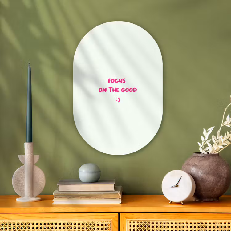 Muurovaal - Kunststof - Focus - Beige - Roze - Smiley — 1