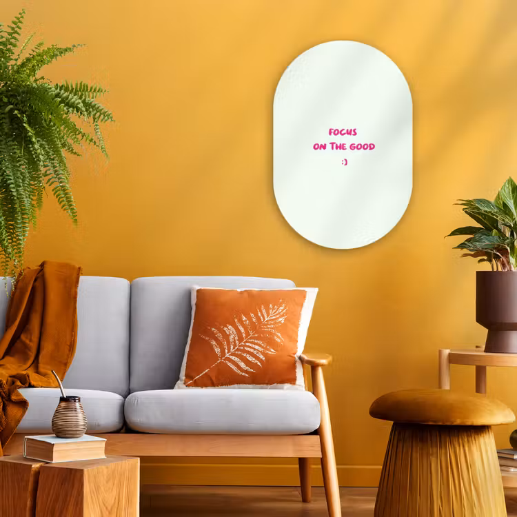 Muurovaal - Kunststof - Focus - Beige - Roze - Smiley — 2