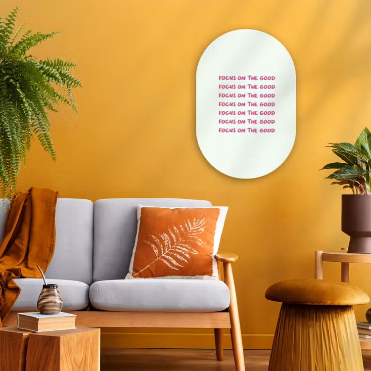 Muurovaal - Kunststof - Focus on the good - Roze — 1