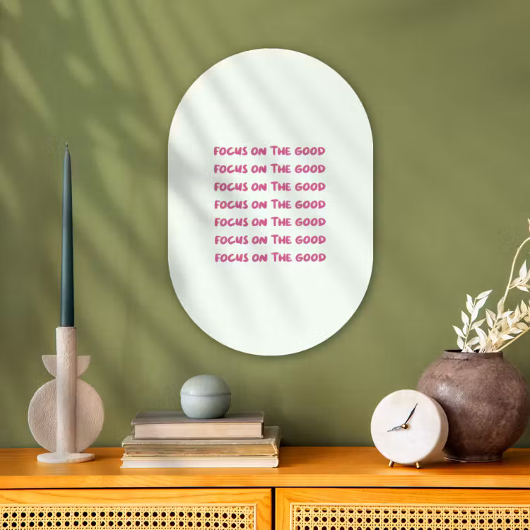 Muurovaal - Kunststof - Focus on the good - Roze — 2