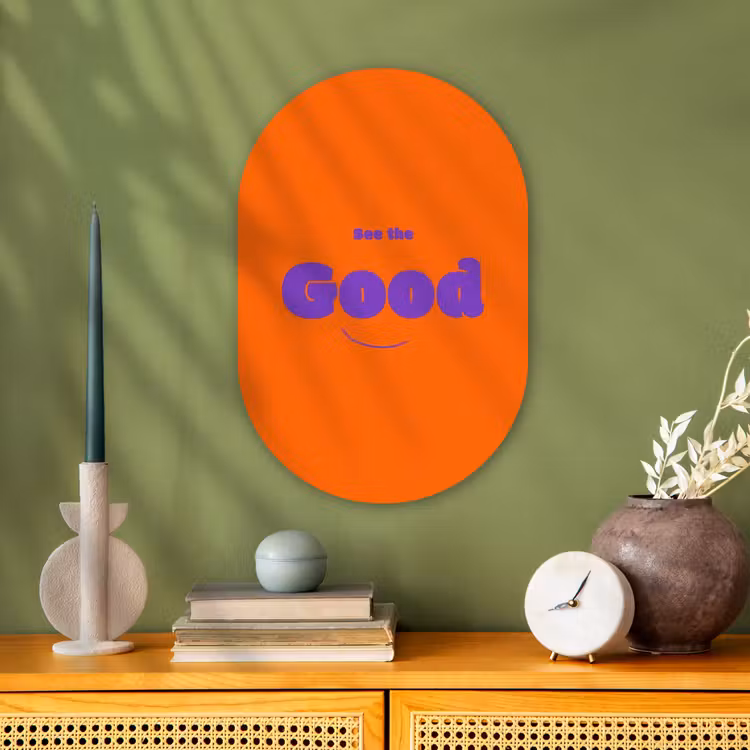 Muurovaal - Kunststof - See the good - Paars - Oranje - Smiley — 2